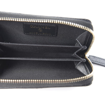 Chanel Shiny Goatskin Quilted Chanel 19 Zip Around Coin Purse Wallet Black 4 of 7