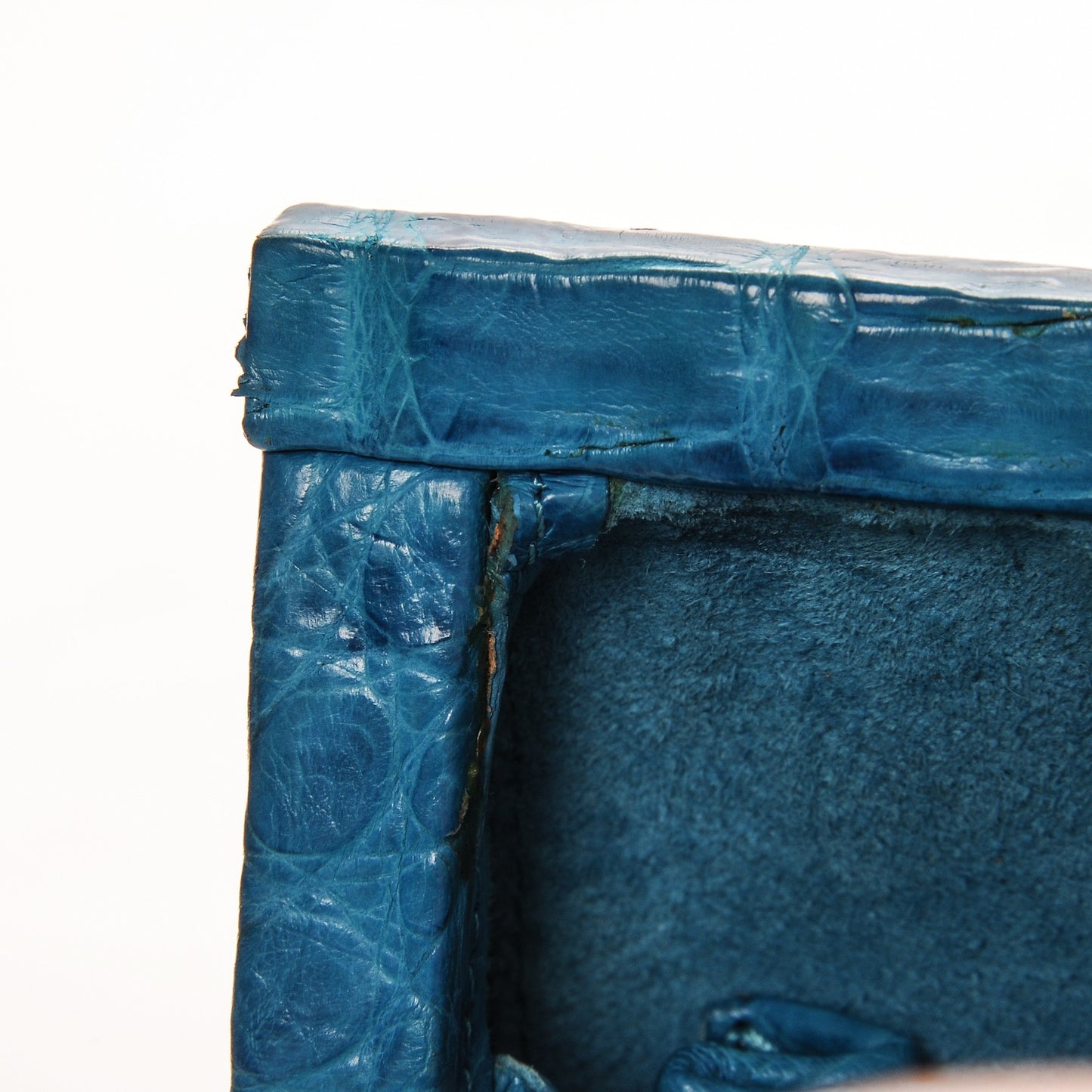 Crocodile Top Handle Box Bag Blue