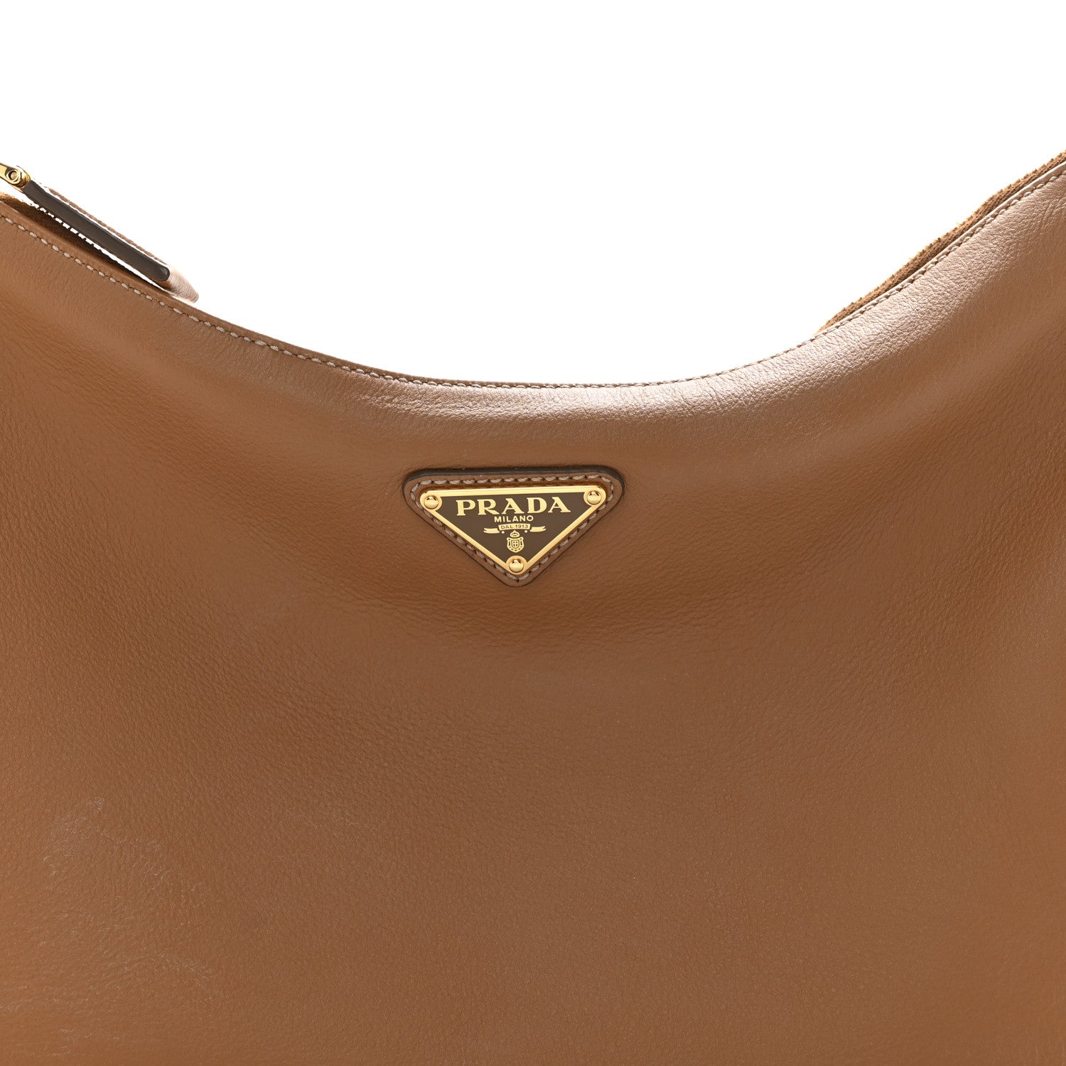Prada Soft Calfskin Large Aimée Shoulder Bag Caramel 8 of 11