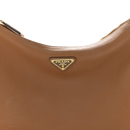 Prada Soft Calfskin Large Aimée Shoulder Bag Caramel 8 of 11