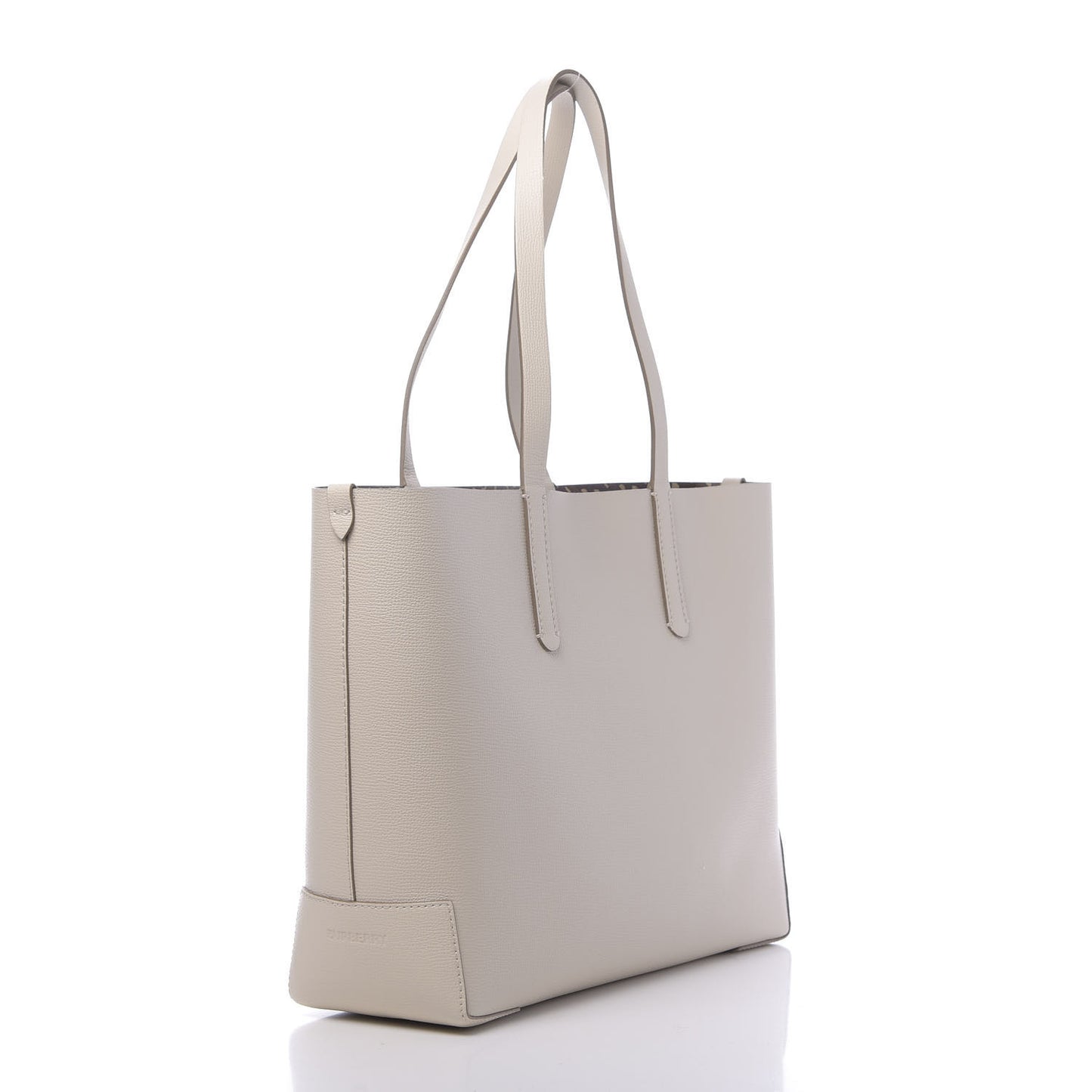 Calfskin TB Motif Embossed Medium Tote Limestone
