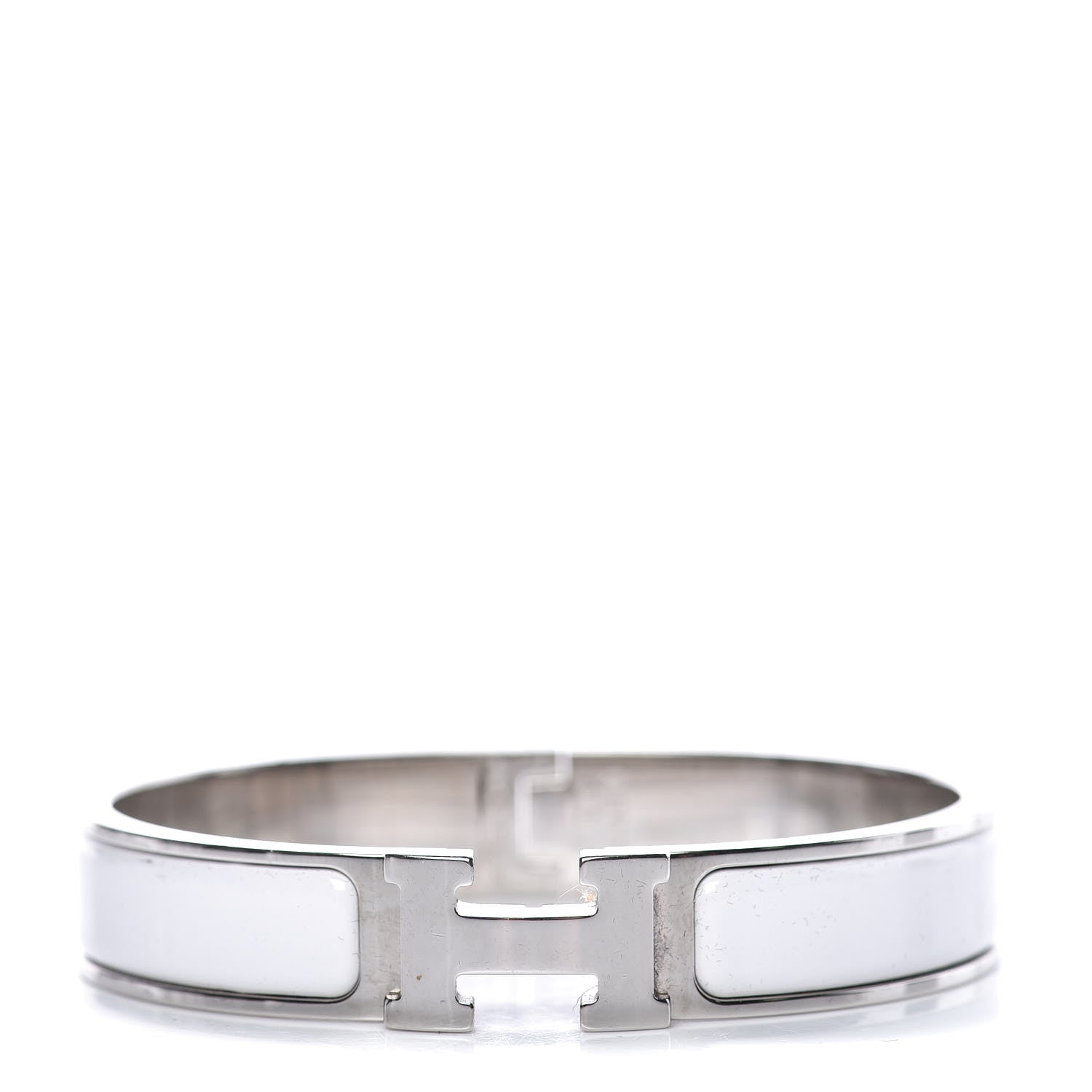 Hermes Enamel Narrow Clic Clac H Bracelet GM White 1 of 4
