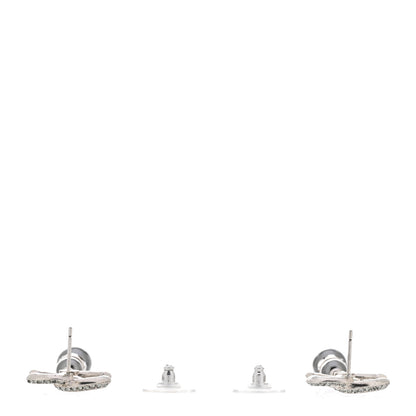 Chanel Crystal Pearl CC Drop Earrings Silver Grey 3 of 5