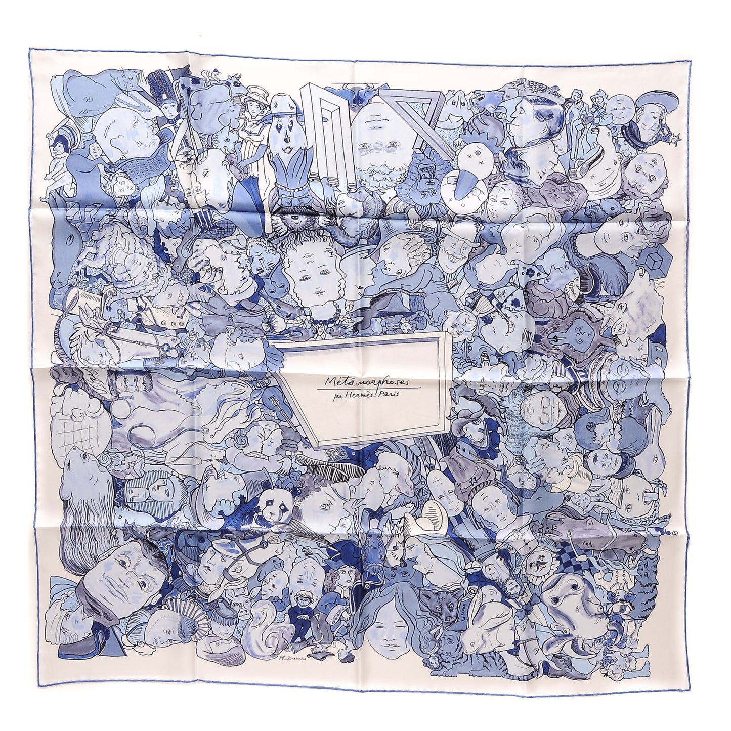 Silk Metamorphoses Par Paris Scarf 90 Blanc Bleu Ciel
