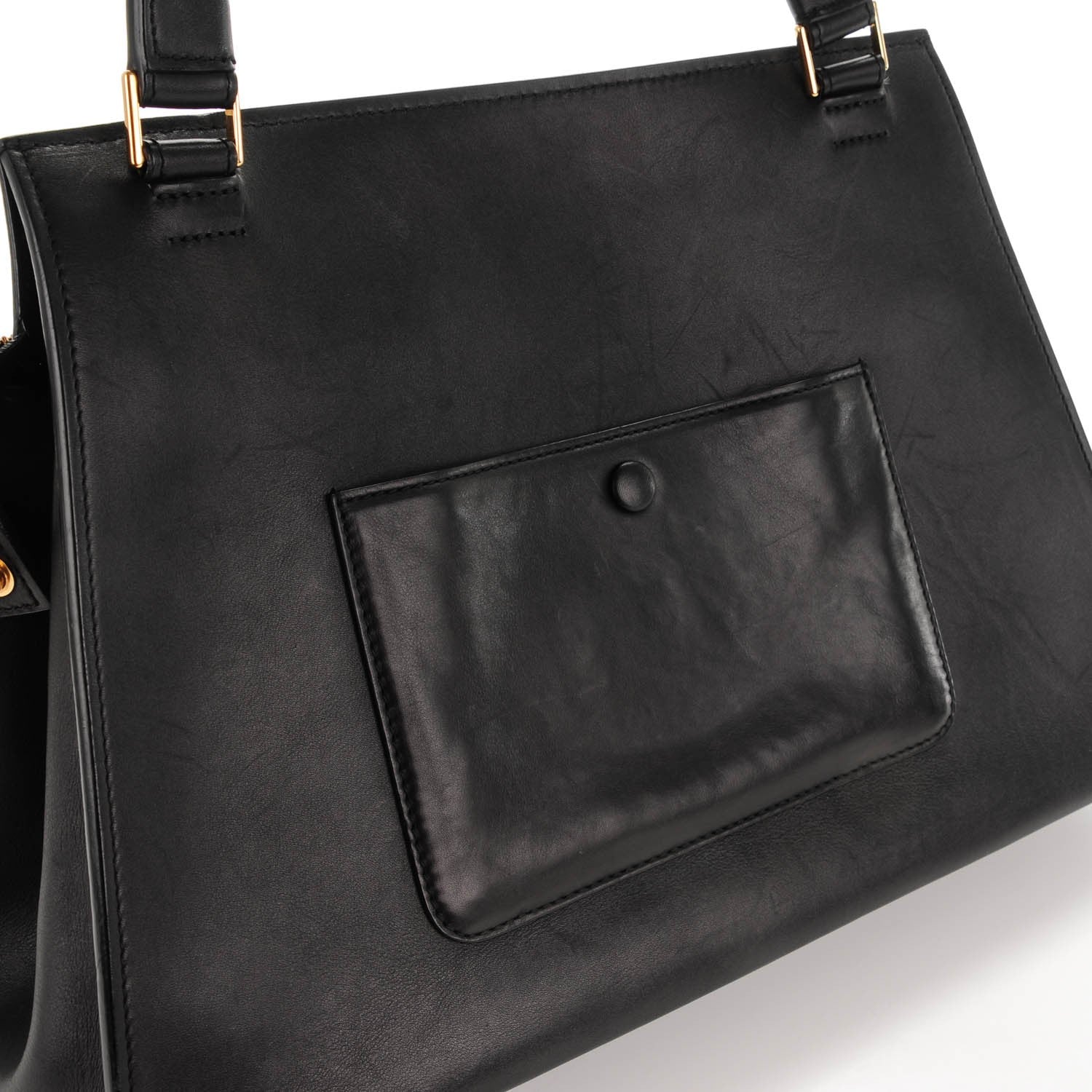 Celine Smooth Calfskin Medium Bi-Color Edge Shoulder Bag Black Navy 9 of 9
