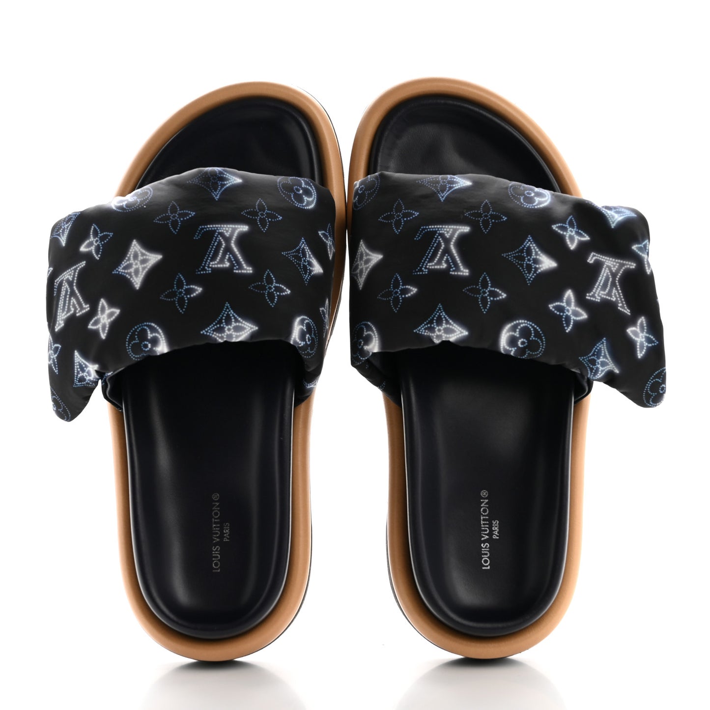 Nylon Monogram Womens Pool Pillow Comfort Mules 39 Navy Blue