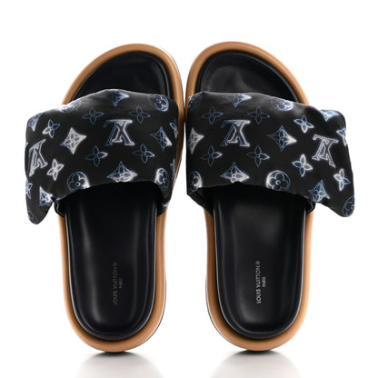 Louis Vuitton Nylon Monogram Womens Pool Pillow Comfort Mules 39 Navy Blue 2 of 9
