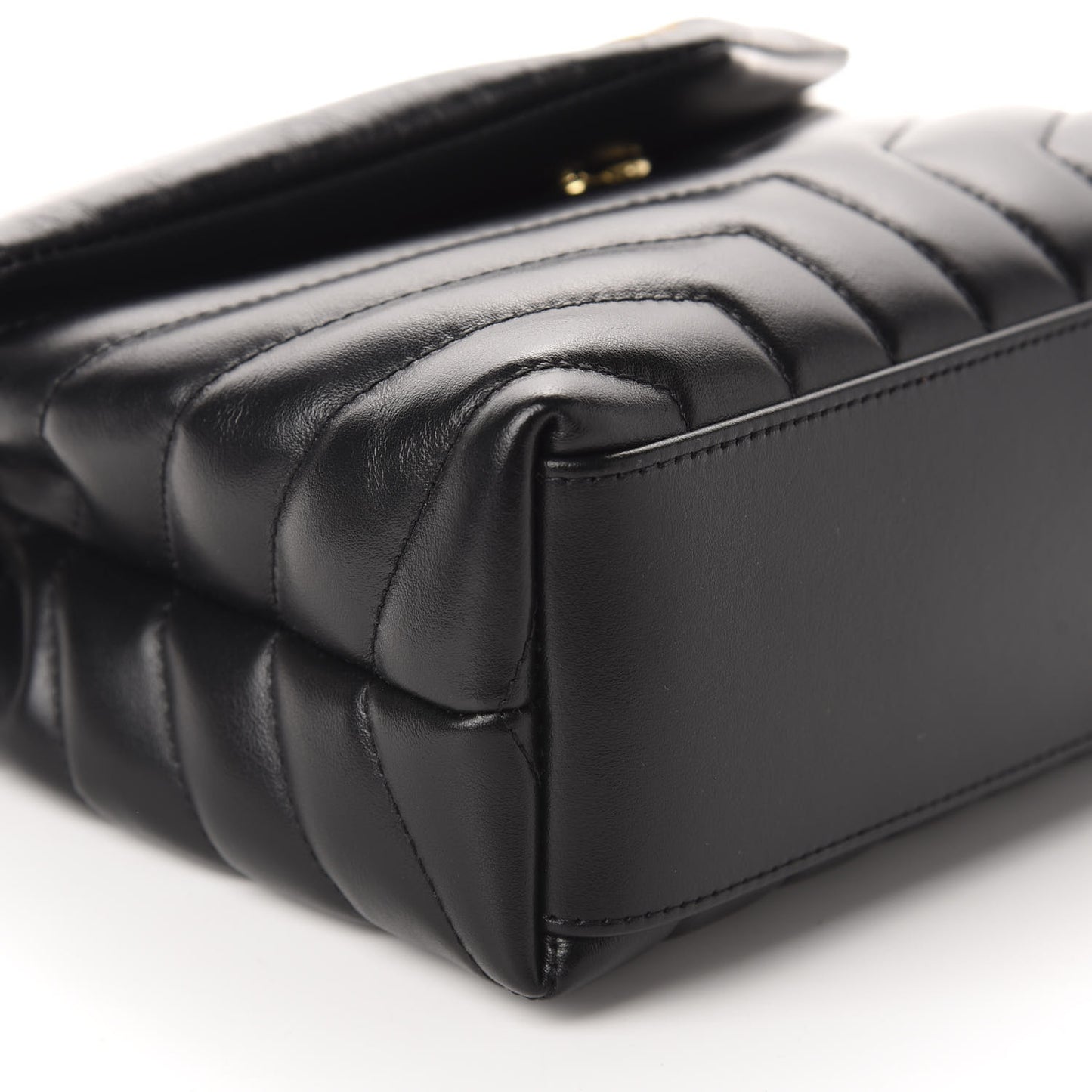 Calfskin Y Quilted Monogram Small Loulou Chain Satchel Black