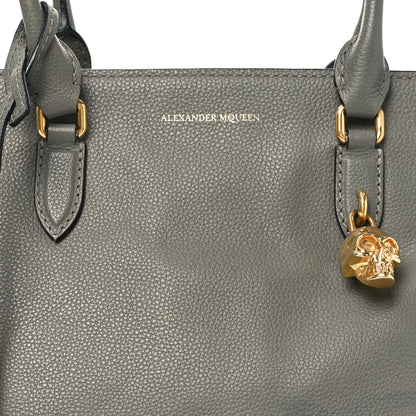 Alexander McQueen Pebbled Calfskin Large Skull Padlock Zip Around Tote Dark Grey 8 of 11