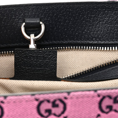 Gucci Monogram Multicolor Textured Dollar Calfskin Small Retro Interlocking G Tote Bag Pink Blue 7 of 10