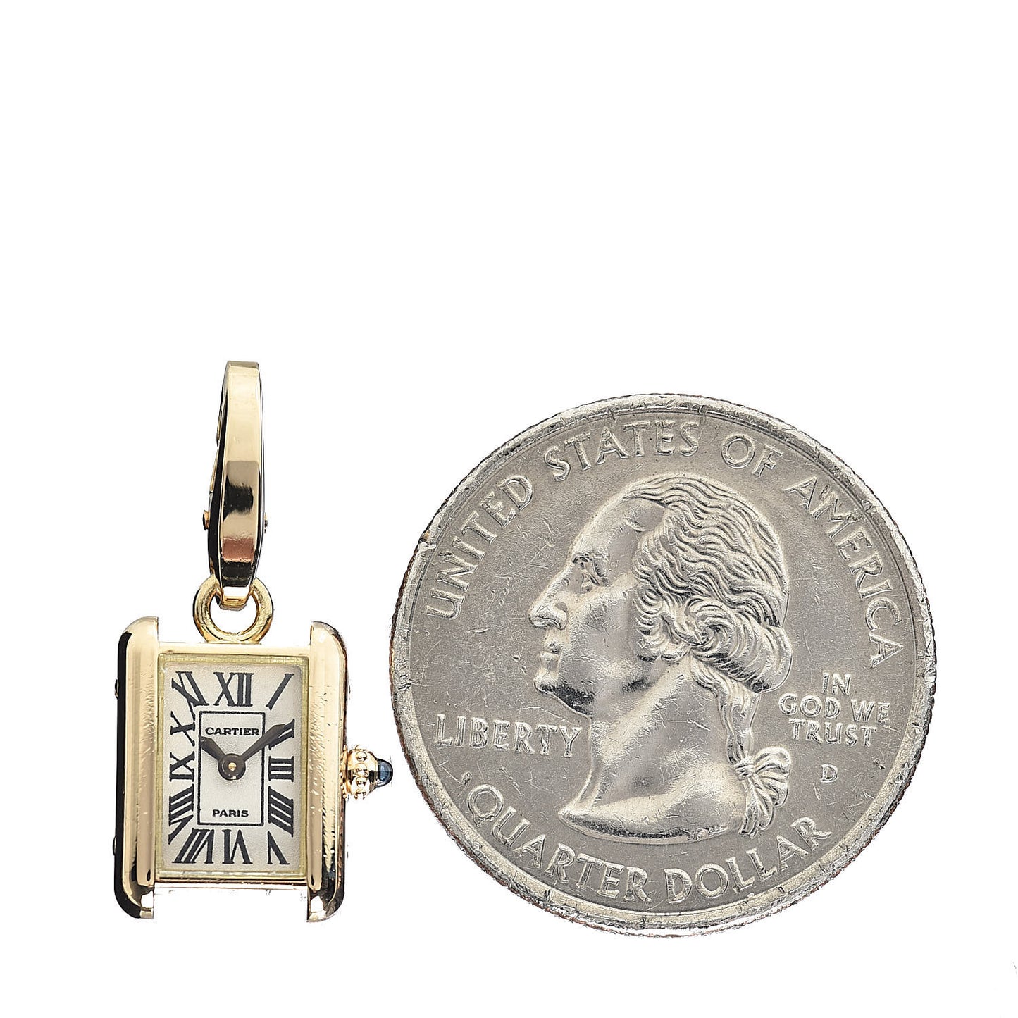 18K Yellow Gold Tank Watch Charm Pendant