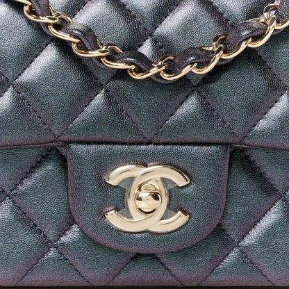Chanel Iridescent Lambskin Quilted Mini Rectangular Flap Dark Purple 9 of 11