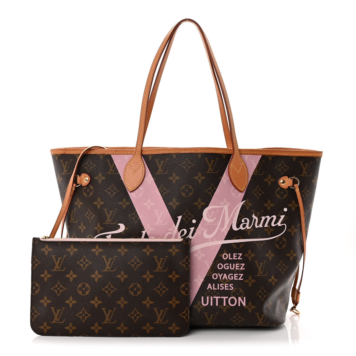 Louis Vuitton Monogram Forte Dei Marmi V Neverfull MM Rose Ballerine 3 of 14