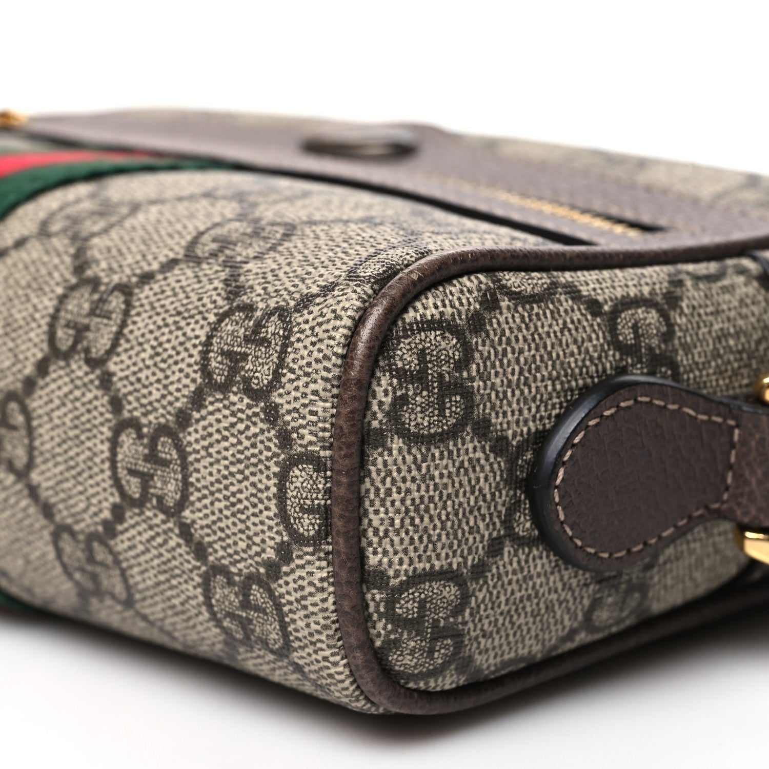 Gucci GG Supreme Monogram Web Mini Ophidia Shoulder Bag Brown 10 of 12