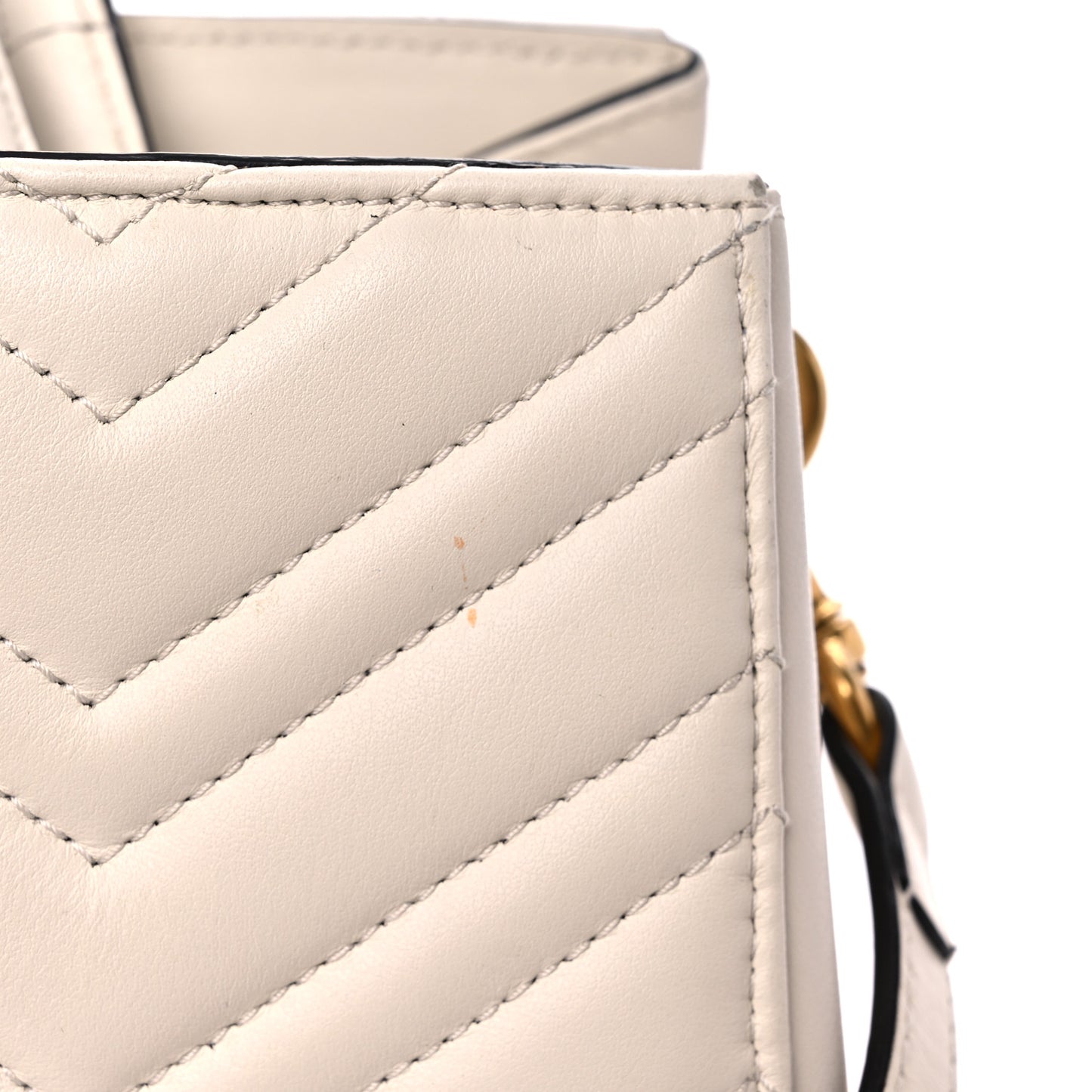 Calfskin Matelasse Small GG Marmont Tote White