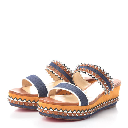 Christian Louboutin Denim Calfskin Nappa Montezuplage 60 Platform Slide Sandals 37 Multicolor 3 of 8
