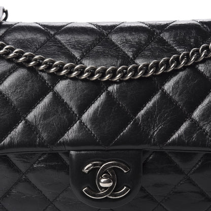Chanel Glazed Calfskin Quilted Medium Duo Color Flap Black 10 of 10