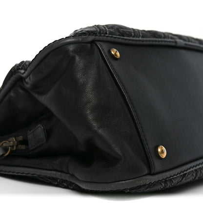 Chanel Calfskin Quilted Stitch Triptych Tote Black 8 of 9