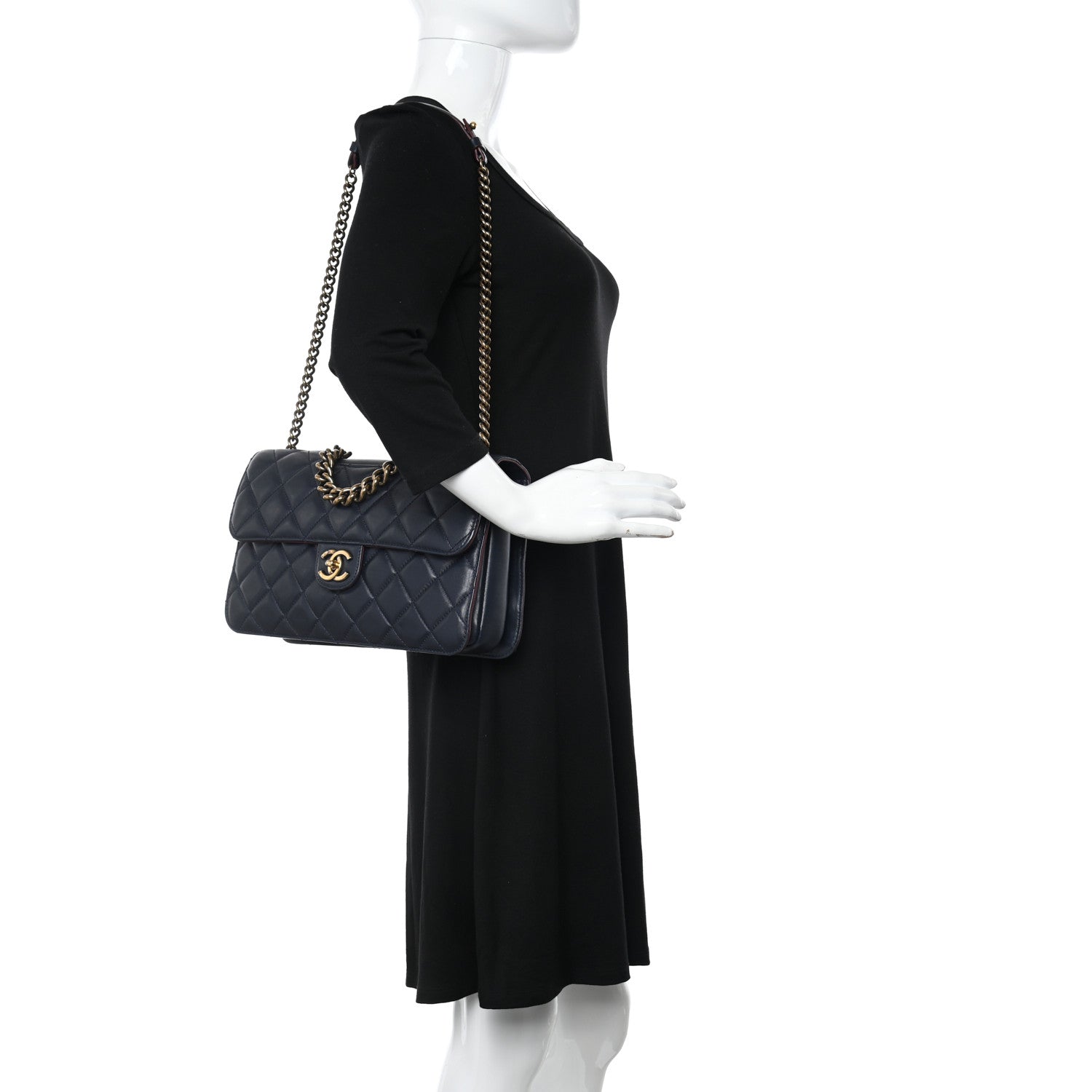 Chanel Calfskin Quilted Large Perfect Edge Flap Navy 2 of 12