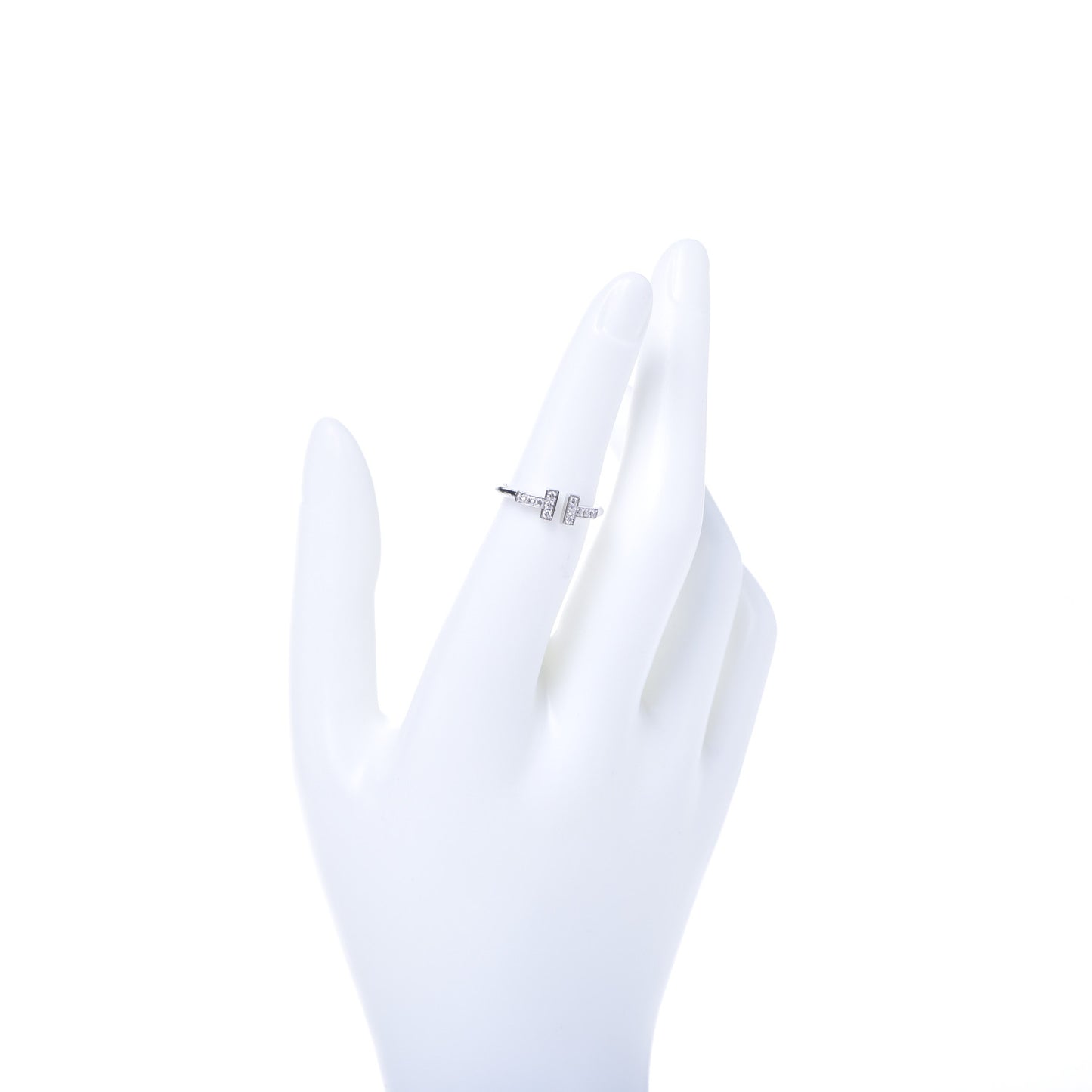 18K White Gold Diamond T Wire Ring 50 5.5