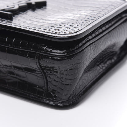 Saint Laurent Crocodile Embossed Lambskin Matelasse Monogram Niki Chain Wallet Black 8 of 9