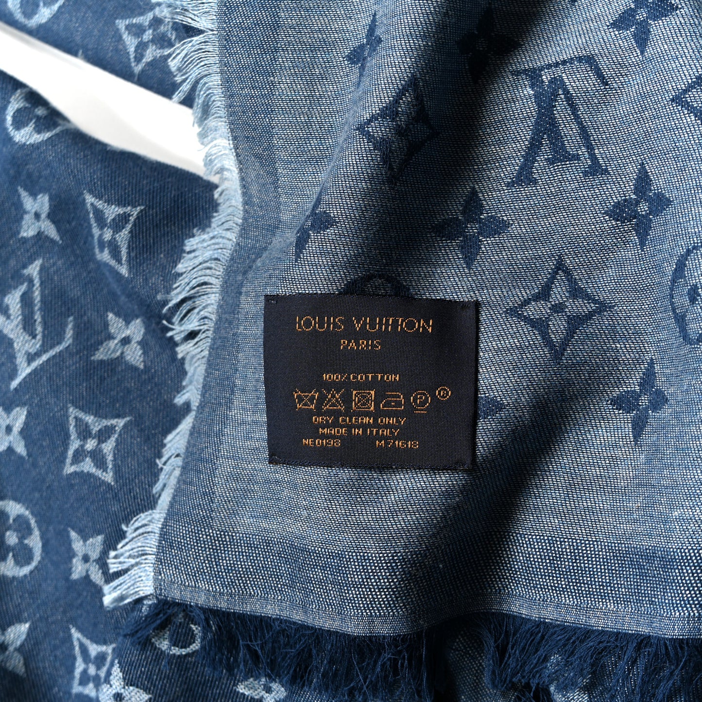 Cotton Monogram Essential Stole Blue