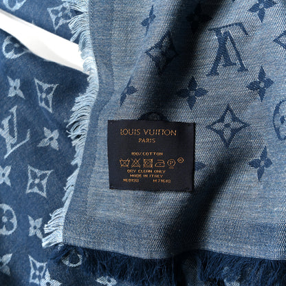 Louis Vuitton Cotton Monogram Essential Stole Blue 3 of 3