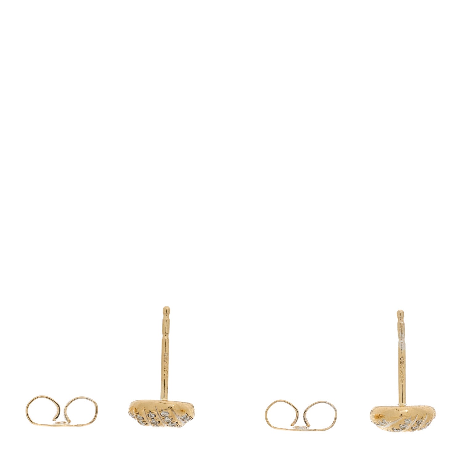 David Yurman 18K Yellow Gold Diamond Cable Collectibles Heart Stud Earrings 3 of 4