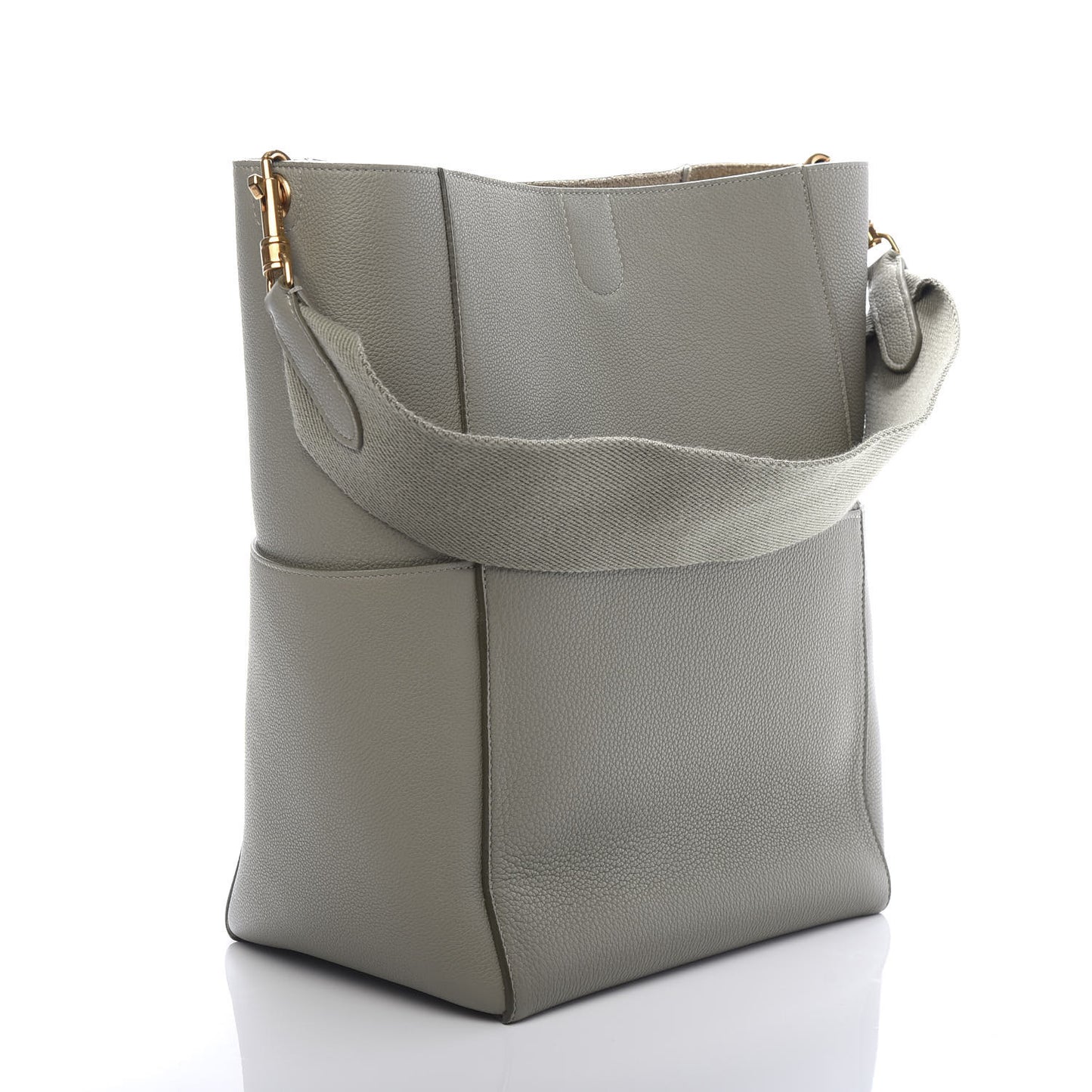 Soft Grained Calfskin Sangle Bucket Bag Taupe