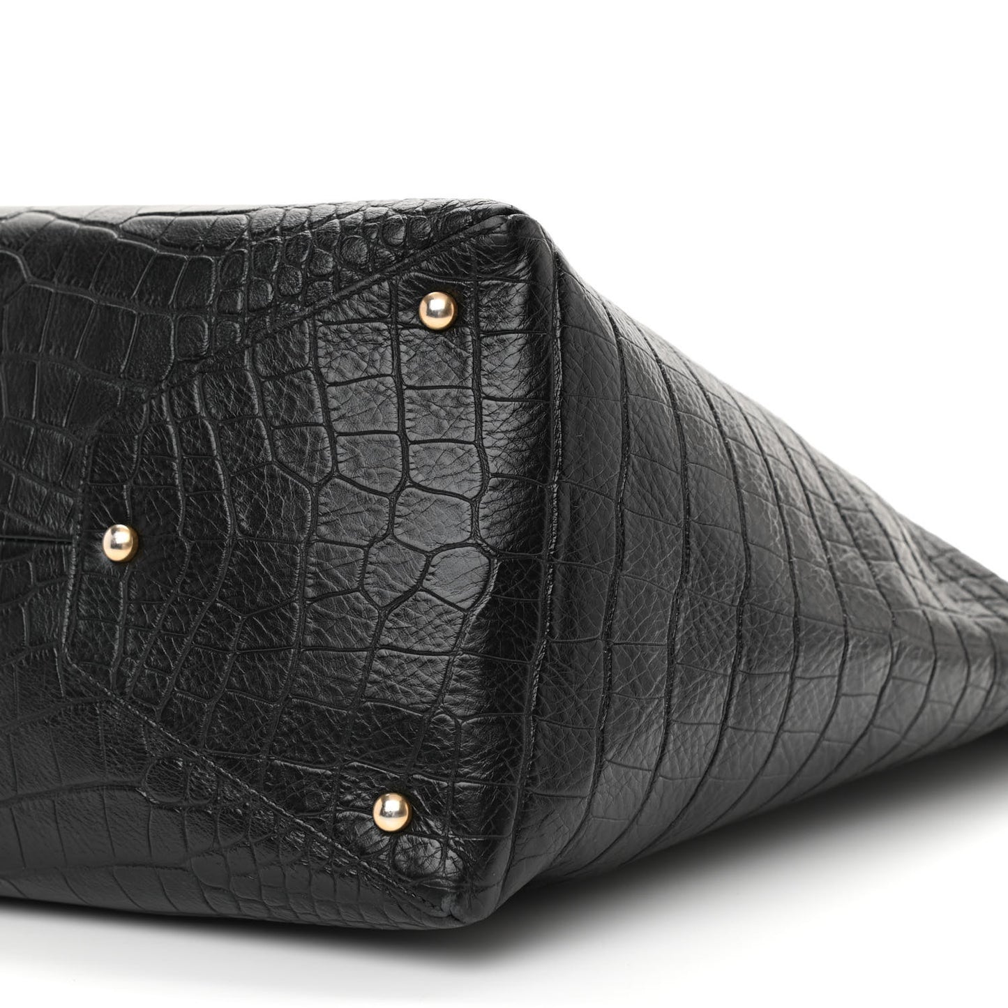 Calfskin Crocodile Embossed Large Cocodile Shopping Tote Black