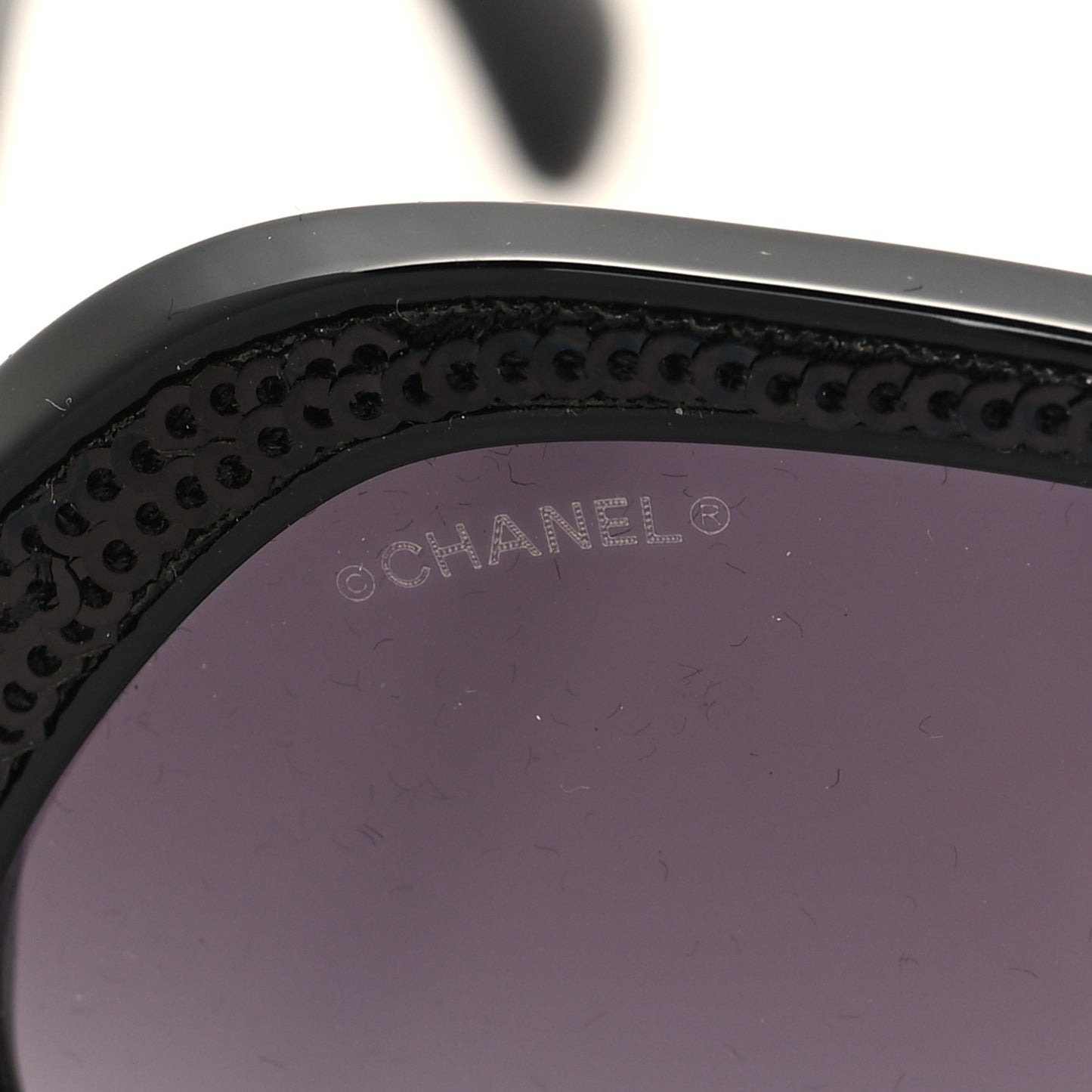 Acetate Sequin Round Sunglasses 5451-A Black