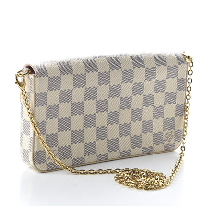 Louis Vuitton Damier Azur Pochette Felicie Chain Wallet Rose Ballerine 3 of 10