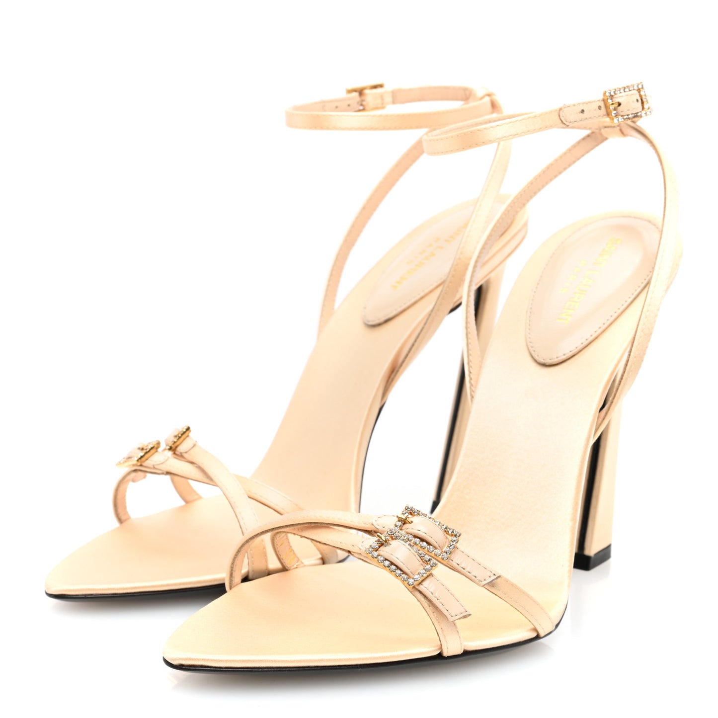 Crepe Satin Crystal New Nuit 110 Sandals 38.5 Soft Nude