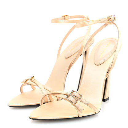 Saint Laurent Crepe Satin Crystal New Nuit 110 Sandals 38.5 Soft Nude 3 of 8
