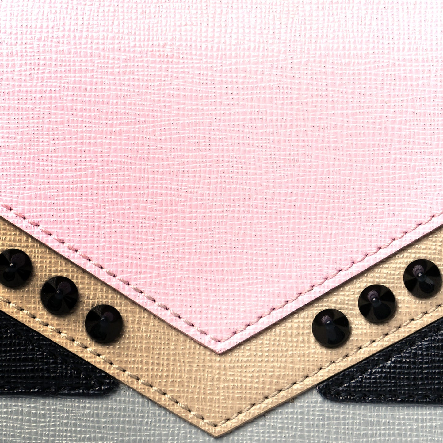 Vitello Elite Monster Eyes Studded Zip Around Wallet Ghiaccio Black Multicolor