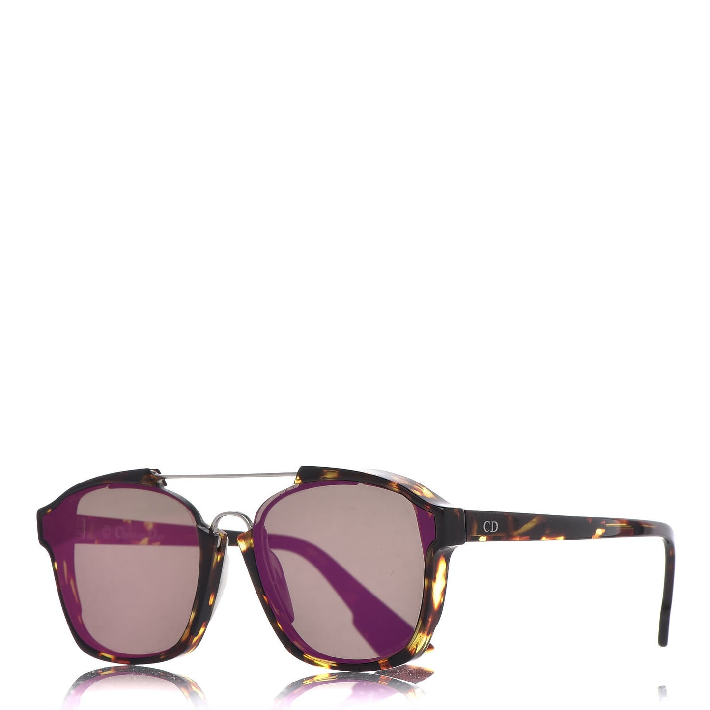 Square Mirrored Abstract Sunglasses Spotted Havana Purple