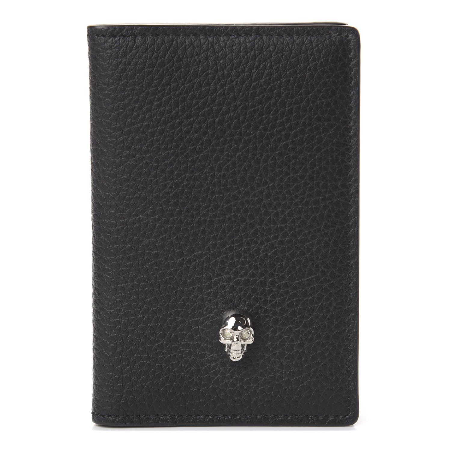 Alexander McQueen Grained Calfskin Skull Card Holder Black 1 of 5