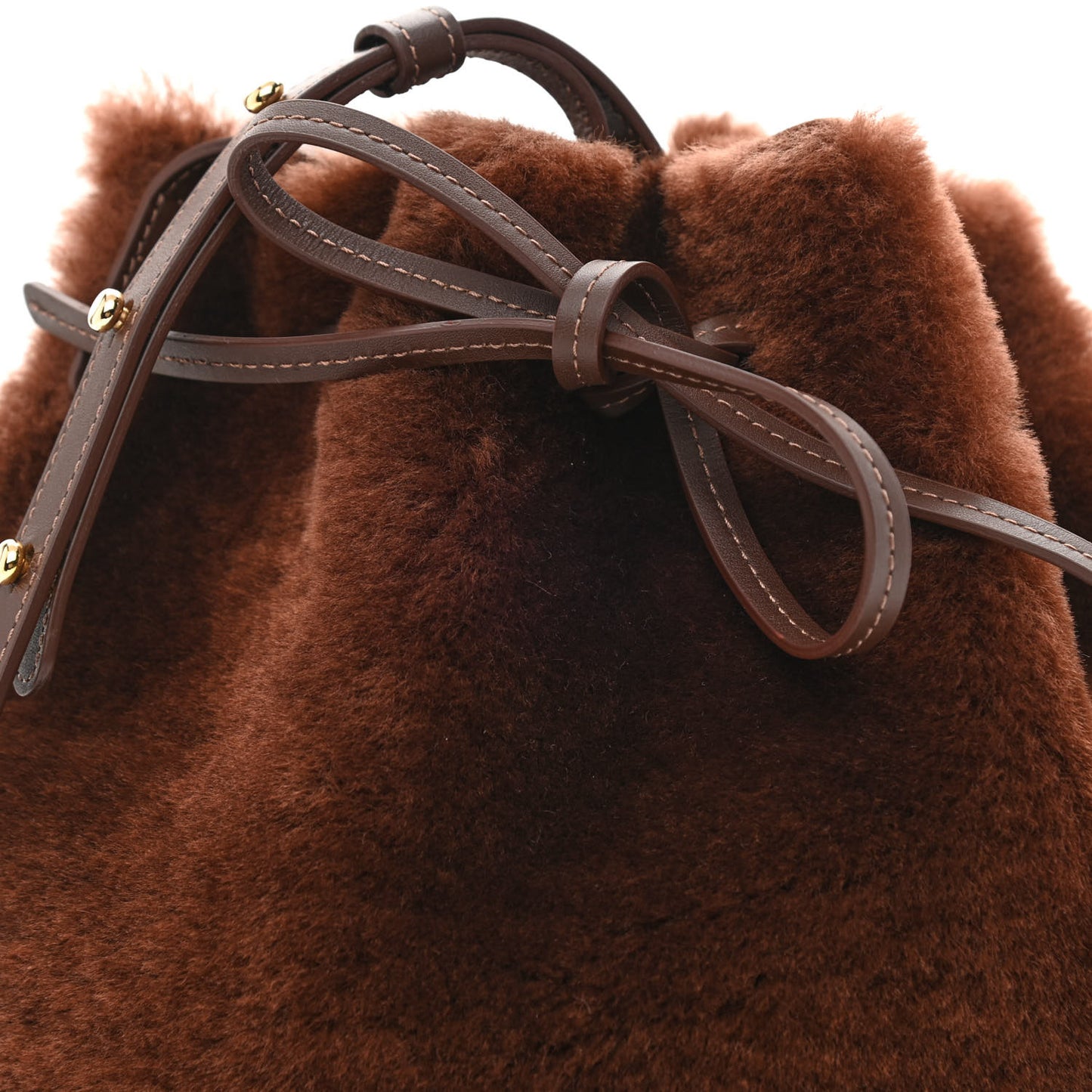 Shearling Mini Bucket Bag Camel