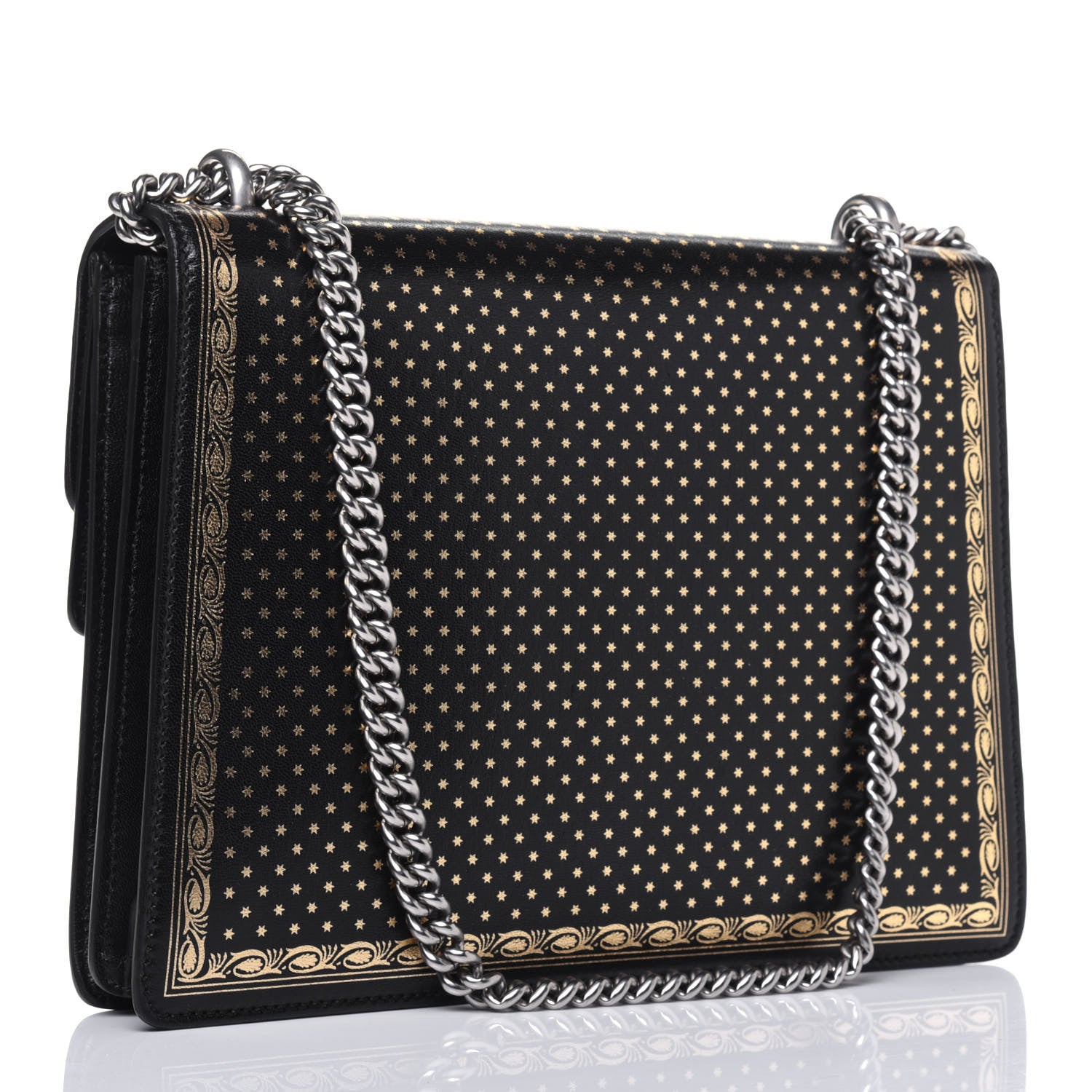 Gucci X SEGA Calfskin GUCCY Stars Medium Dionysus Shoulder Bag Black Gold 3 of 14