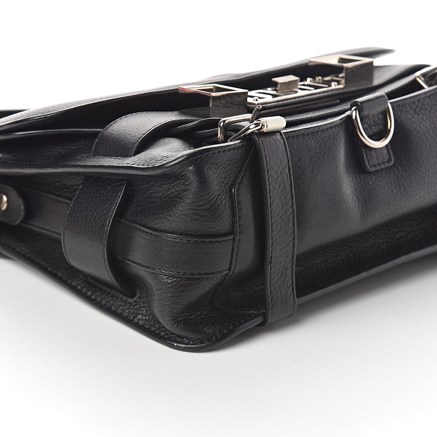 Pebbled Calfskin PS11 Classic Shoulder Bag Black