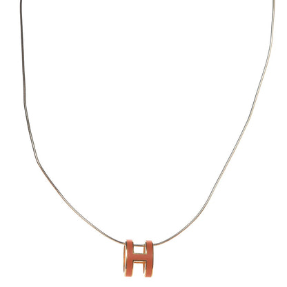 Hermes Lacquered Gold Pop H Pendant Necklace Orange 1 of 5