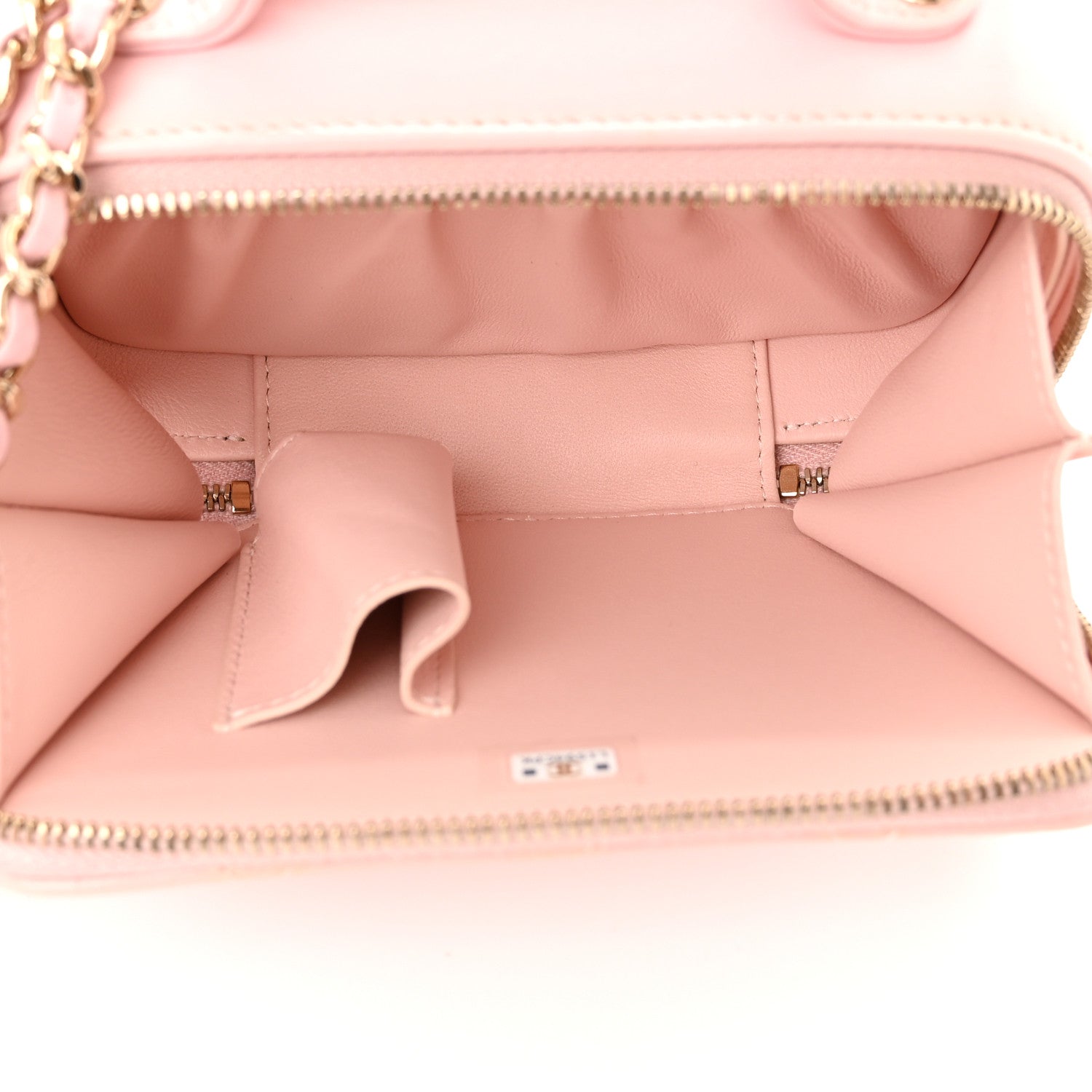 Chanel Glazed Calfskin Quilted Small Top Handle Vanity Case Light Pink 5 of 12