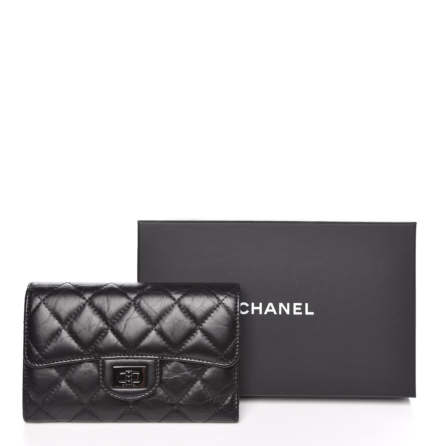Chanel Aged Calfskin Quilted Reissue Medium Flap Wallet So Black 9 of 9