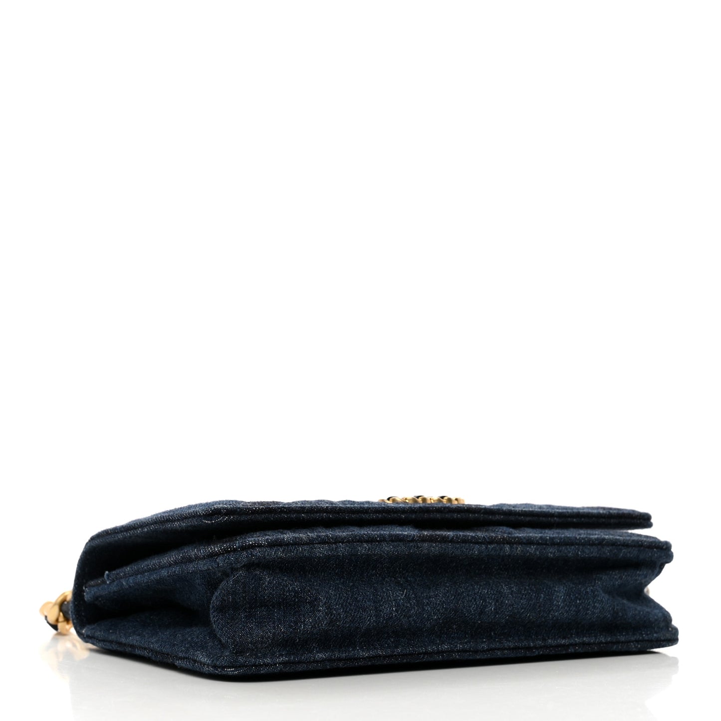 Denim Quilted Chanel 19 Wallet On Chain WOC Blue