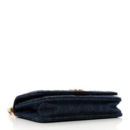 Chanel Denim Quilted Chanel 19 Wallet On Chain WOC Blue 4 of 10