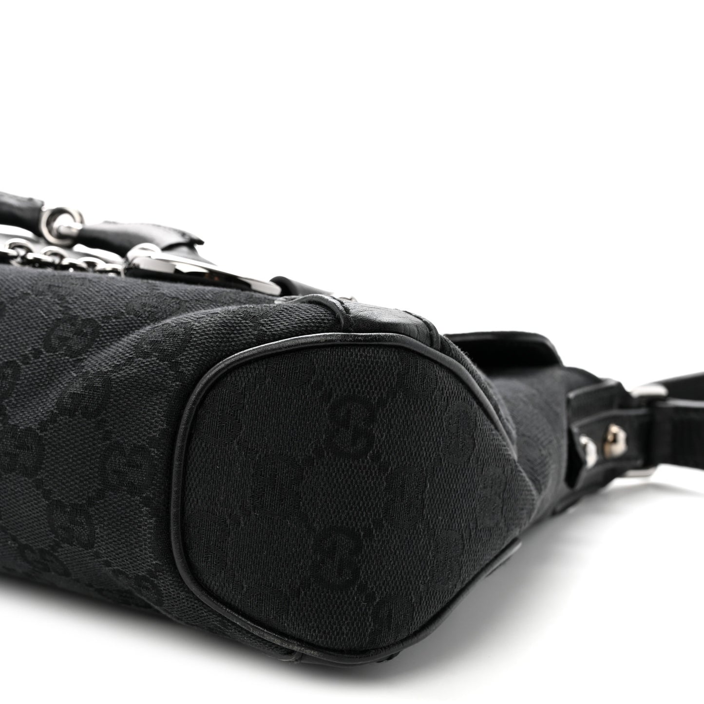 Monogram Horsebit Chain Flap Shoulder Bag Black