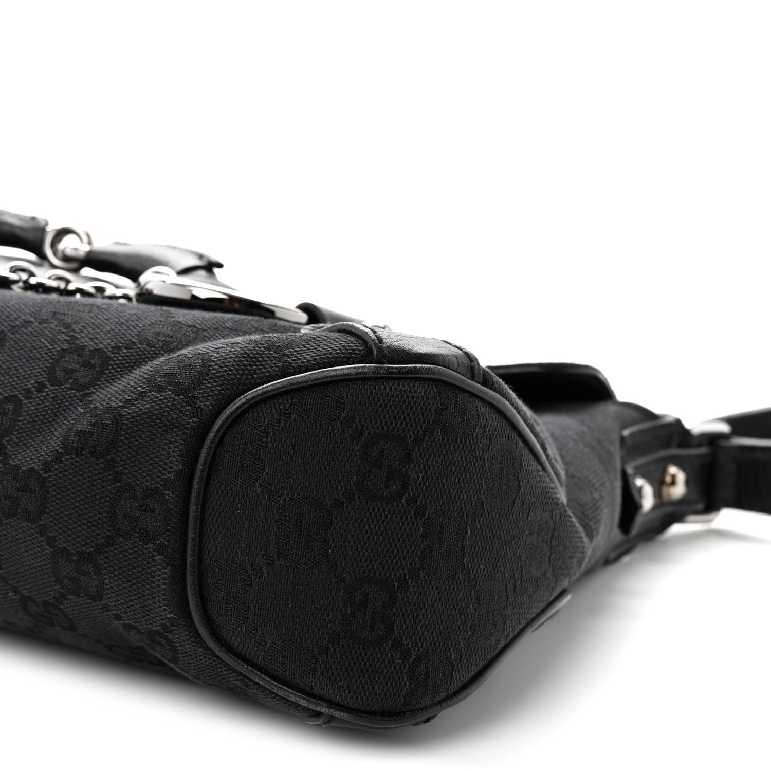 Gucci Monogram Horsebit Chain Flap Shoulder Bag Black 10 of 10