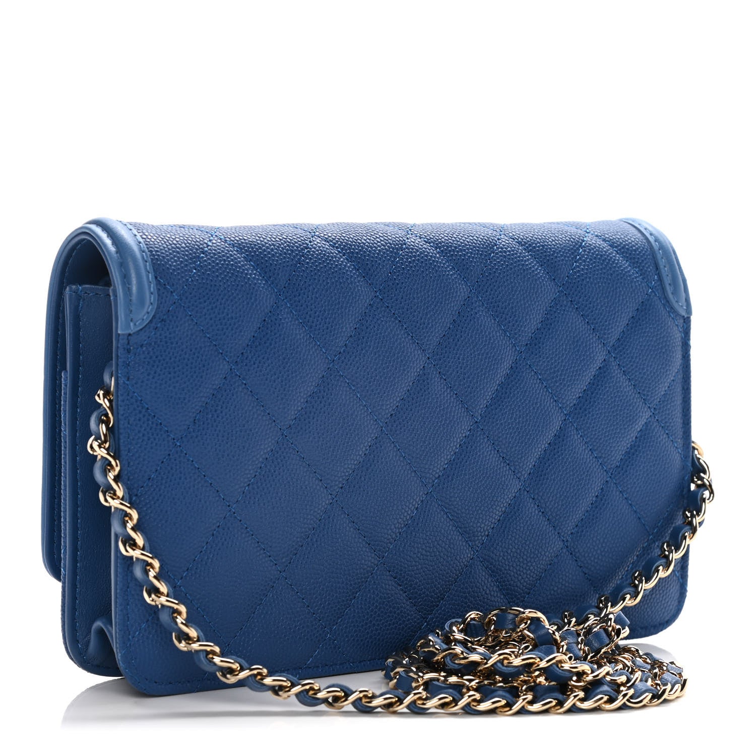 Chanel Caviar Quilted CC Filigree Wallet On Chain WOC Dark Blue 3 of 13