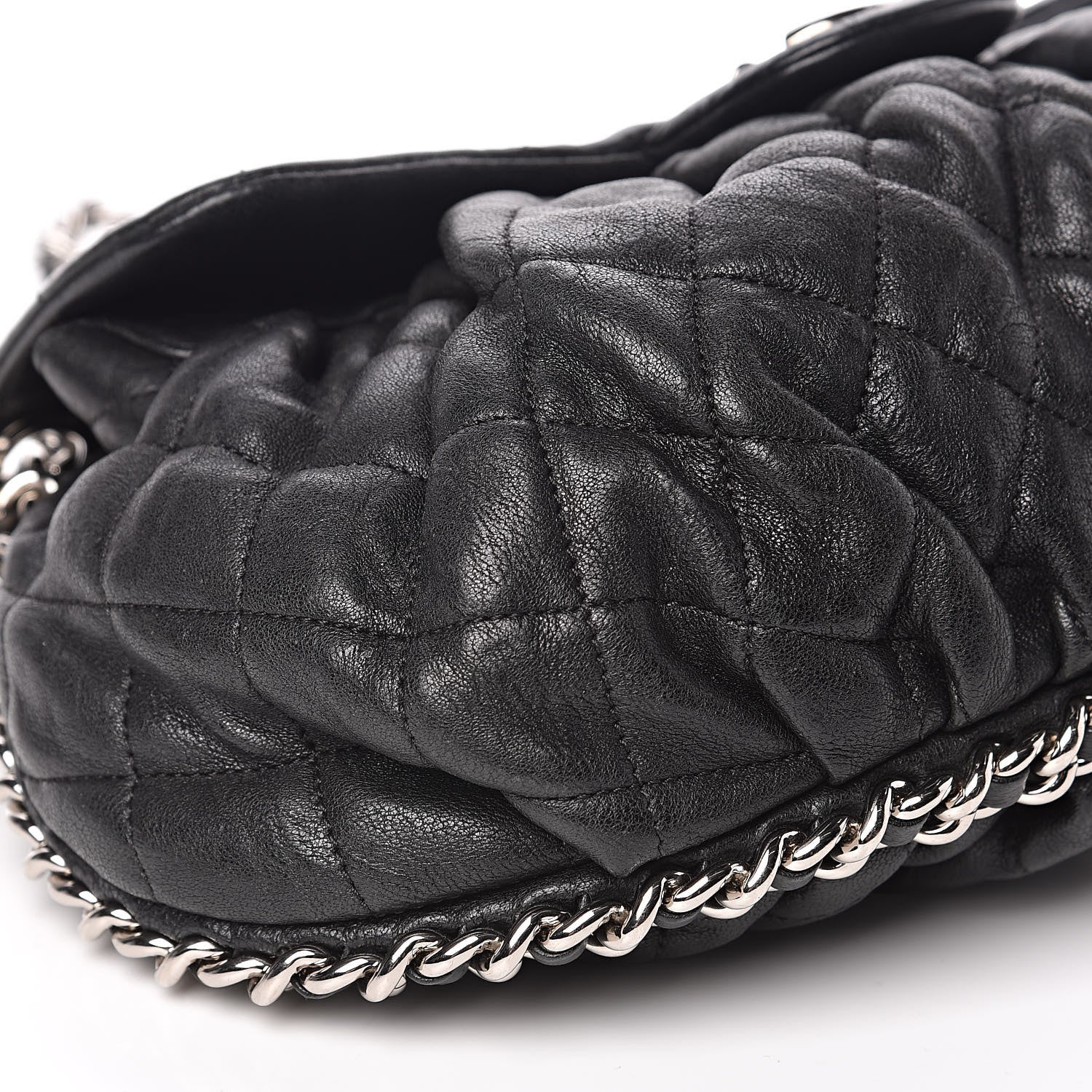 Chanel Washed Lambskin Quilted Medium Chain Around Messenger Black 8 of 15