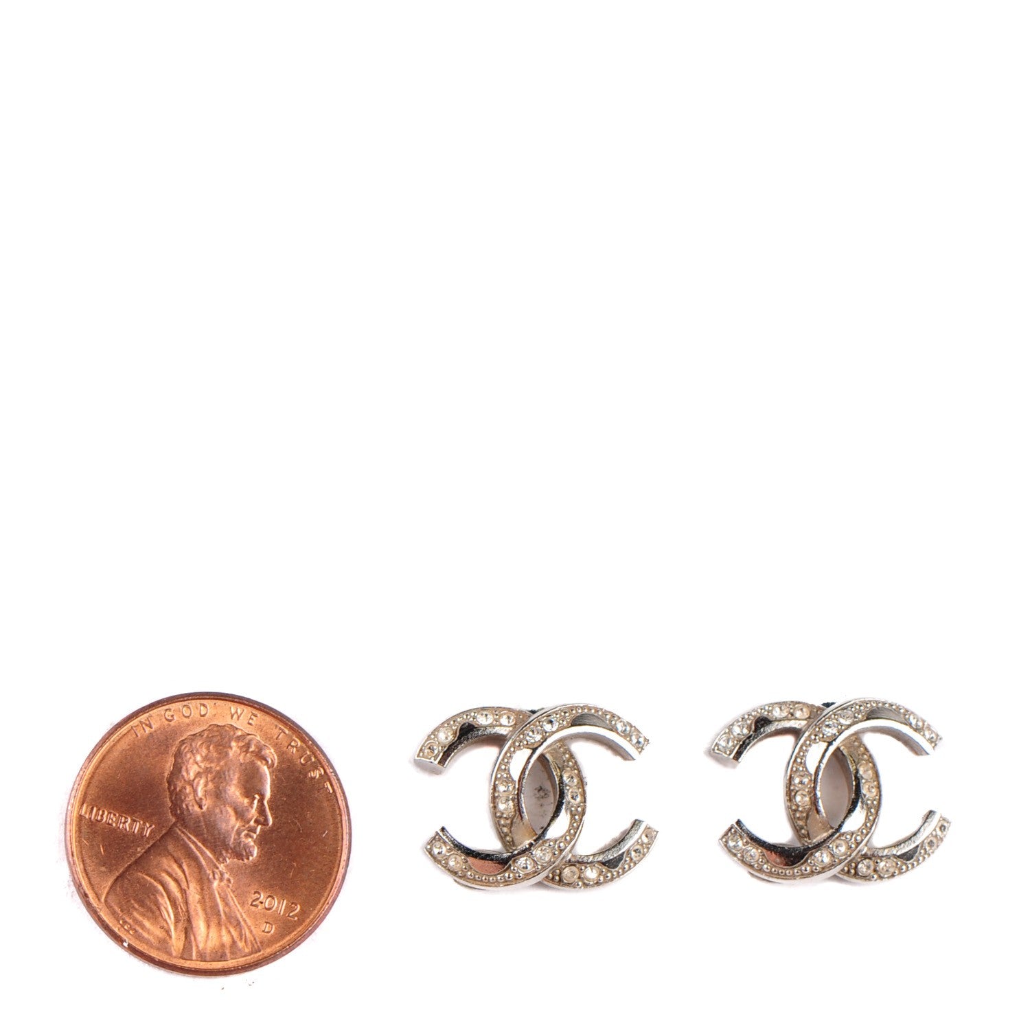 Chanel Crystal CC Earrings Silver 2 of 3